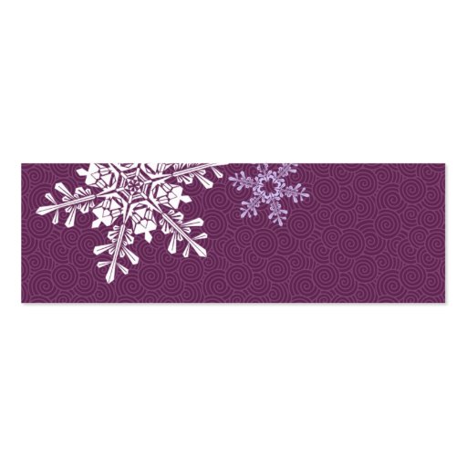 Purple White Snowflake Winter Wedding Favor Tags Business Card Template (back side)