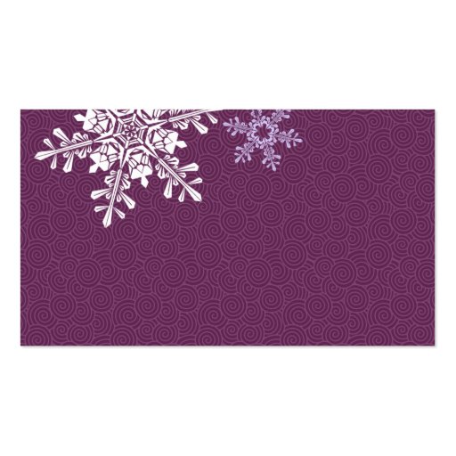 Purple White Snowflake Winter Wedding Place Cards Business Cards (back side)