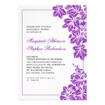 purple & white vineyard rehearsal dinner invites