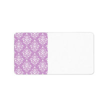 Purple White Vintage Damask Pattern 1 Custom Address Label