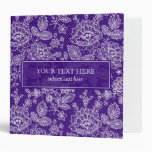 Purple & White  Vintage Lace Pattern-Monogram 3 Ring Binders