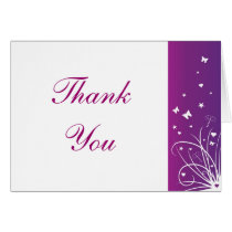 Purple & White Wedding Thank You Card