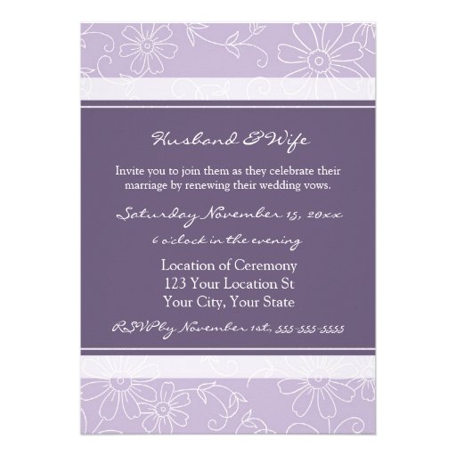 Purple White Wedding Vow Renewal Invitations