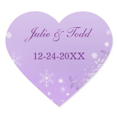 Purple & White Winter Save The Date Wedding Sticker