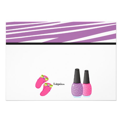 Purple & White Zebra Girls Spa Invite