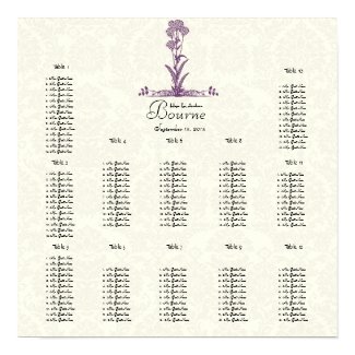 Purple Wild Flower Branch Seating Chart print