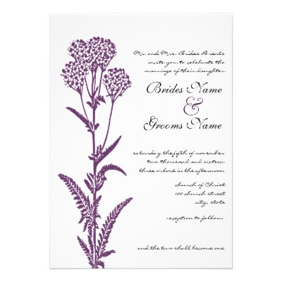 Purple Wild Flower Branch Wedding Invitation