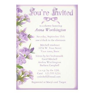 Purple Wildflower Bridal Shower Invitation