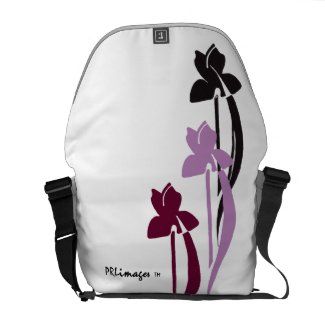 Purple, Wine, and Black Irises Messenger Bag