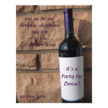 Purple Wine Bottle Personalized Invitation