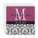 Purple Wine Damask Monogram Wedding Invitation invitation