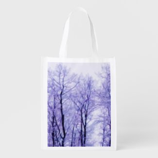 Purple Winter Trees Grocery Bag