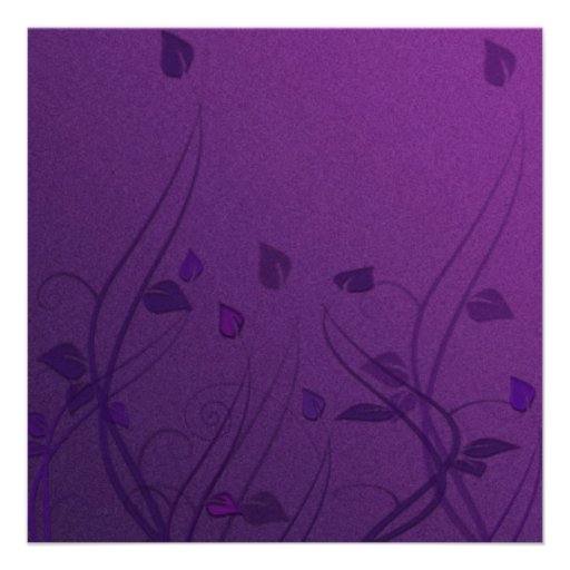 Purple Wispy Leaf Floral 50th Birthday Invitations