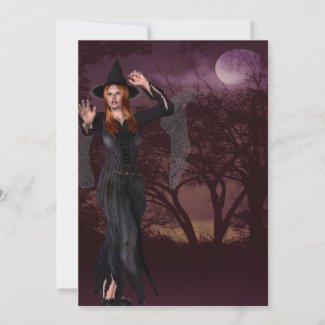 Purple Witch Halloween Invitation
