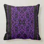 Purple with Black Lace Throw Pillow