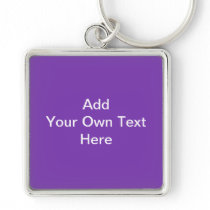 Purple with White Custom Text. Keychain