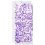Purple world- purple ink drawing of multiple items full color rack card