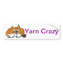 Purple Yarn and a Fiesty Orange Cat Bumper Sticker