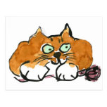 Purple Yarn and a Fiesty Orange Cat Postcards