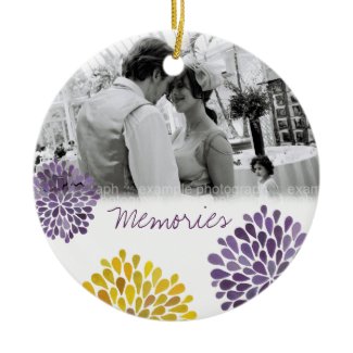 Purple & Yellow Bloom Bursts Wedding Ornament ornament