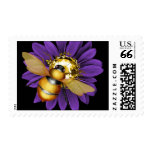 Purple Yellow Bumble Bee Postage Stamps
