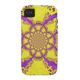 Purple Yellow Crazy Pattern Fractal Art iPhone 4 Covers