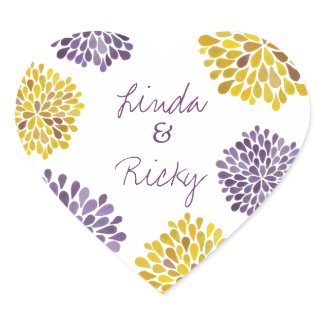 Purple &amp; Yellow Dahlia Flowers Wedding Sticker