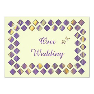 Purple Yellow Diamonds Butterflies Wedding Invites 5" X 7" Invitation Card