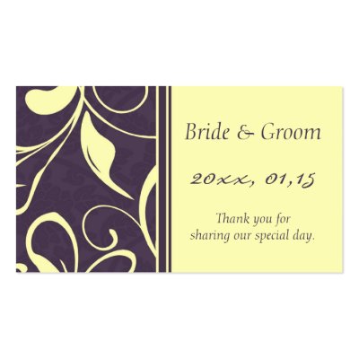 Ebay Wedding Favors on Purple Yellow Floral Wedding Favor Tags Business Card Templates By