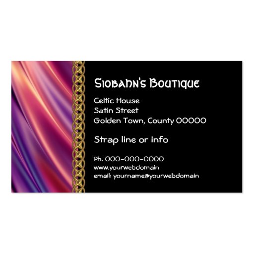 Purple yellow orange & gold chain business card (back side)