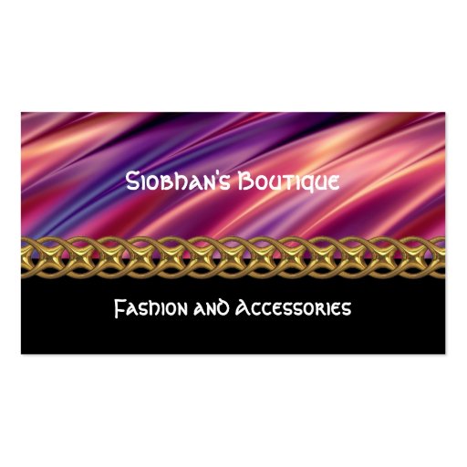 Purple yellow orange & gold chain business card (front side)