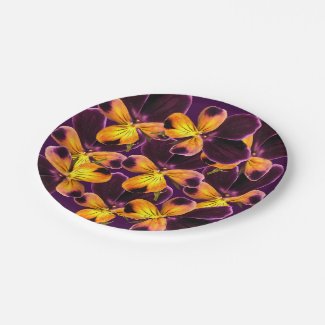 Purple Yellow Pansy Flower 7 Inch Paper Plate