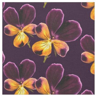 Purple Yellow Pansy Flower Floral Fabric