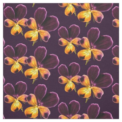 Purple Yellow Pansy Flower Floral Fabric