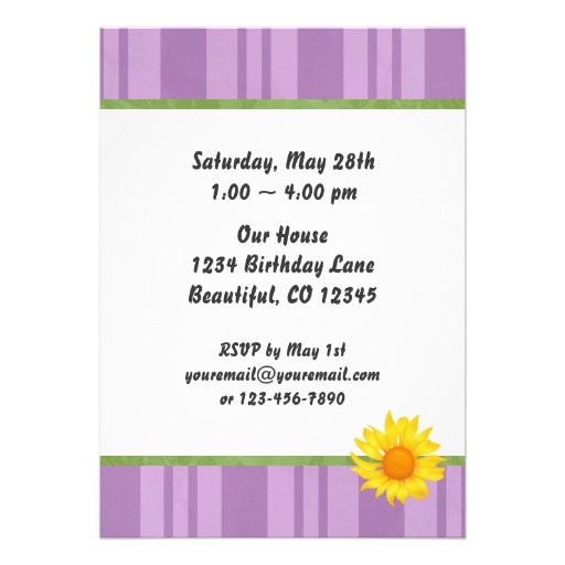 Purple & Yellow Sunflower Birthday Invitation