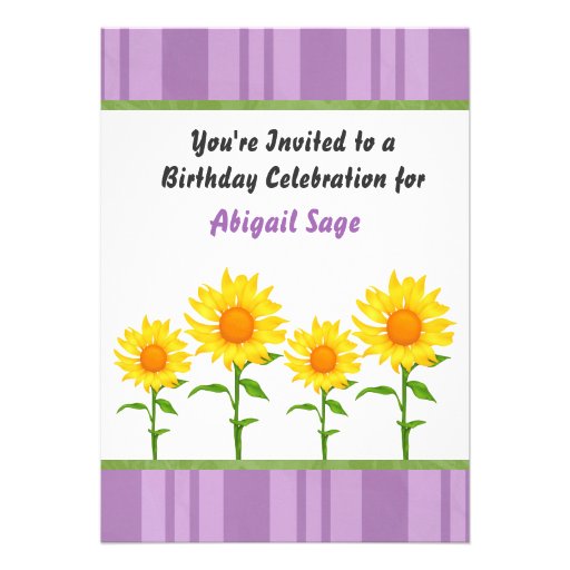 Purple & Yellow Sunflower Birthday Invitation