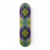 purple yellow tile skate board deck