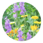 Purple &amp; Yellow Wildflowers Round Sticker