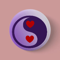 Purple Yin Yang Hearts buttons