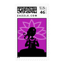 Purple Yoga Silhouette Postage