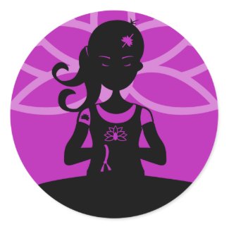 Purple Yoga Silhouette Sticker sticker