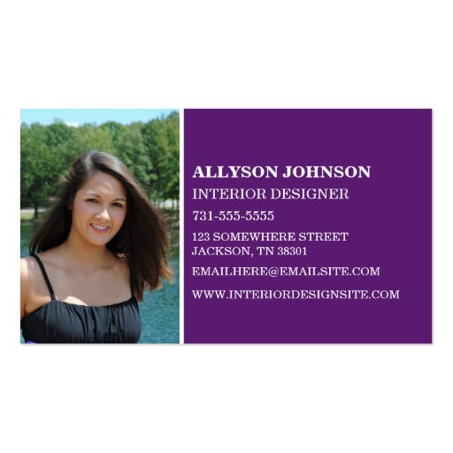 Purple Your Photo Business Cards