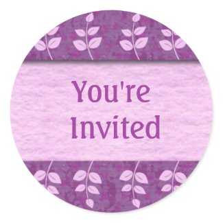 Purple You're Invited Envelope Seals Round Sticker sticker