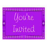 purple You're Invited Postcards