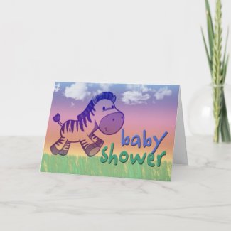 Purple zebra baby shower card card