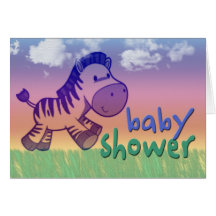 Purple zebra baby shower card