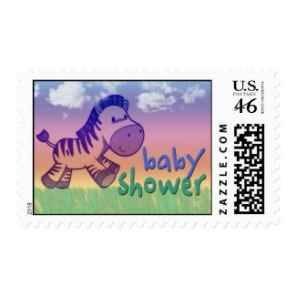 Purple Zebra Baby Shower stamp
