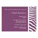 Purple Zebra Bachelorette Party Invitation
