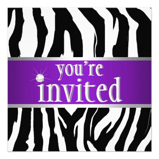 Purple Zebra Birthday Invitation