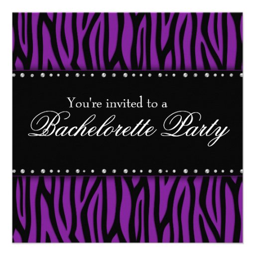 Purple Zebra Diamonds Bachelorette Party Invite